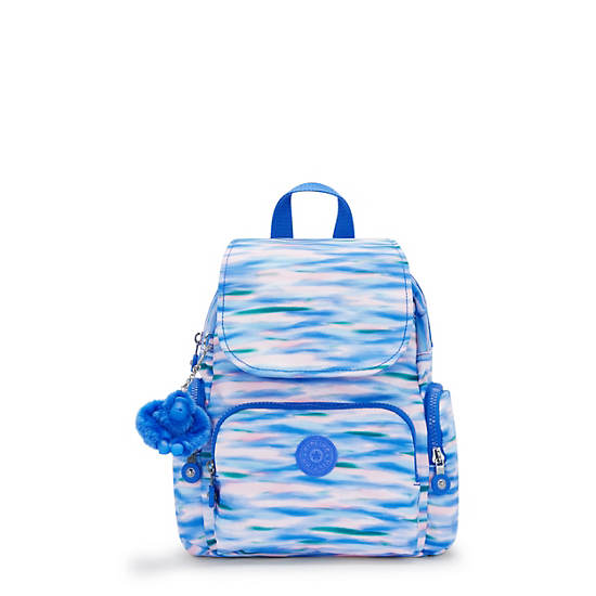 City Zip Mini Printed Backpack, Diluted Blue, large