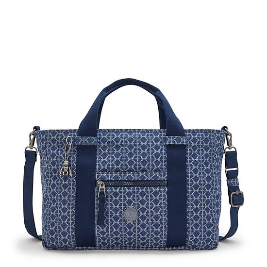 Ritta Small Printed Denim Handbag, Signature Denim, large