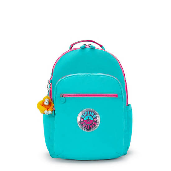 Seoul Large 15" Laptop Backpack, Peacock Teal Stripe, large