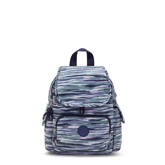 City Pack Mini Printed Backpack, Brush Stripes, large
