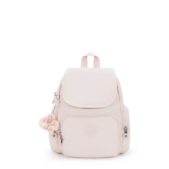 City Zip Mini Metallic Backpack, Pink Shine, large