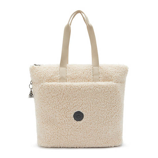 Glynn Sherpa Tote Bag, Natural Fuzz, large