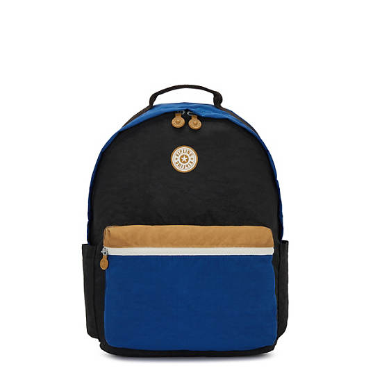 Damien Large Laptop Backpack, Black Blue Beige, large Damien Large Laptop Backpack, Black Blue Beige, large