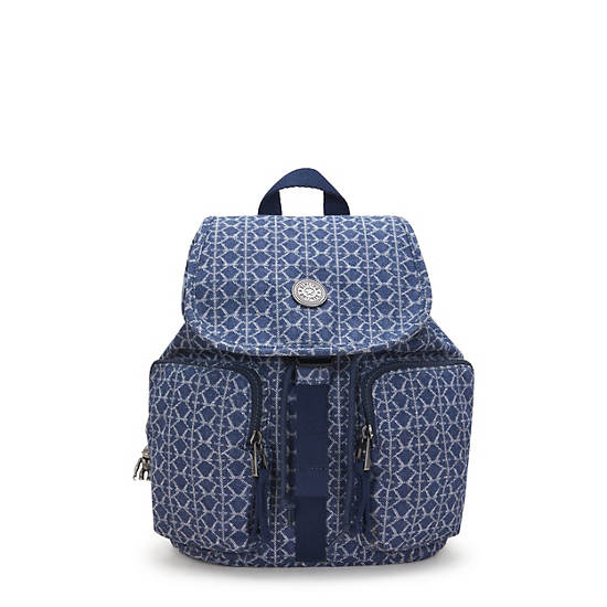 Anto Small Printed Denim Backpack, Signature Denim, large