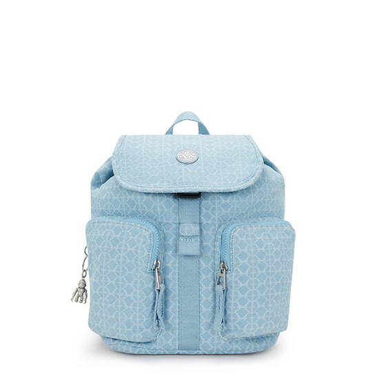 Anto Small Printed Denim Backpack, Light Denim Jacquard, large