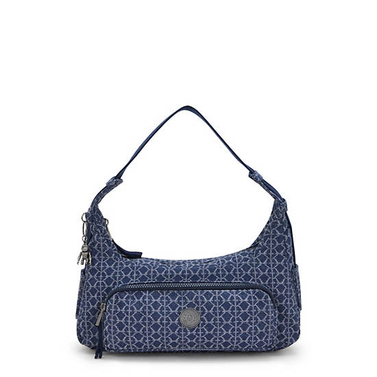 Karis Small Printed Denim Shoulder Bag, Signature Denim, large