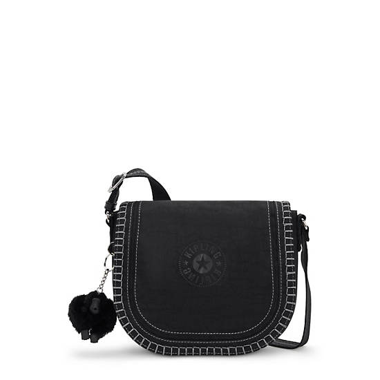 Nowel Crescent Crossbody Bag, Black Noir, large