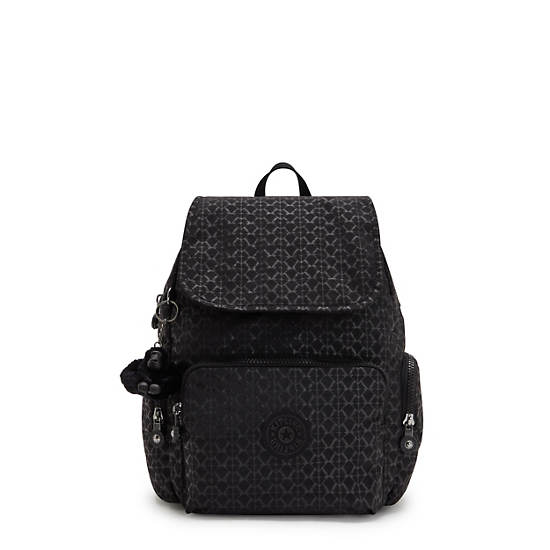 City Zip Small Printed Backpack, Signature Embossed, large