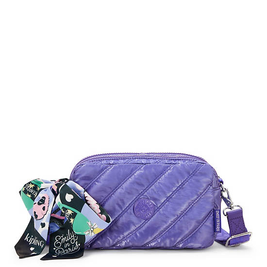 Emily in Paris Milda Quilted Crossbody Bag, Glossy Lilac, large