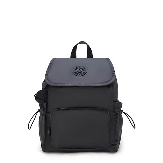 Joetta Smooth Satin Backpack, Simply Black, large