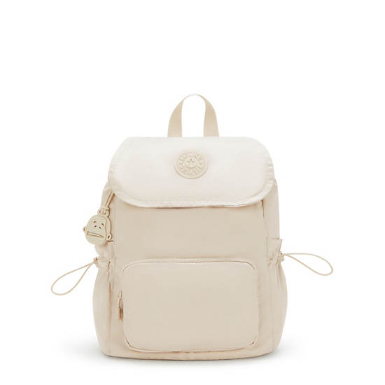 Joetta Smooth Satin Backpack, Simply Beige, large