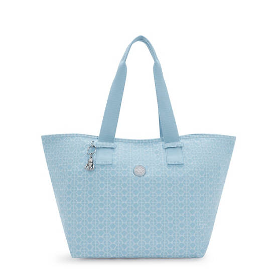 Raaja Printed Denim Tote Bag, Light Denim Jacquard, large