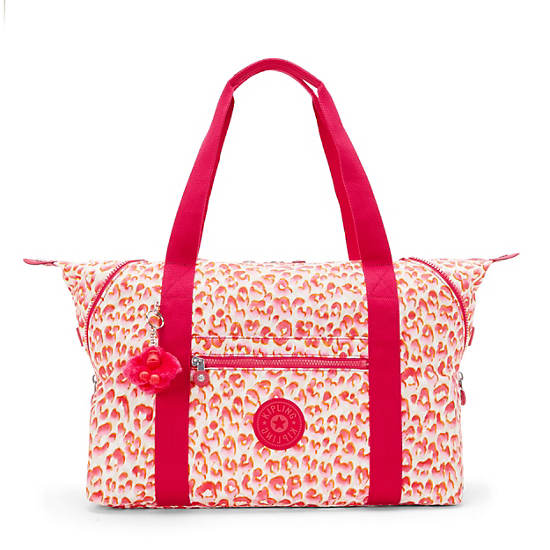Art Medium Printed Tote Bag, Pink Cheetah, large