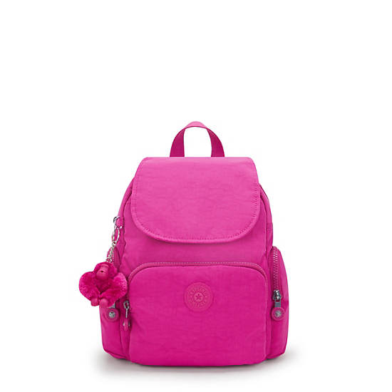 City Zip Mini Backpack, Glowing Fuchsia, large