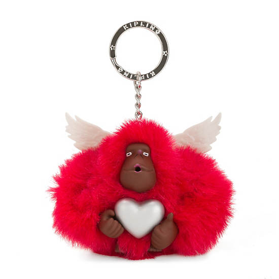 Cupid Monkey Keychain, Bubbly Flowers Pink, large