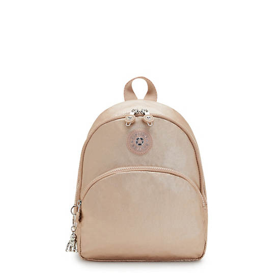Paola Small Metallic Backpack, Gold Charm Metallic, large