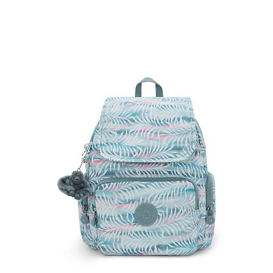 City Zip Small Printed Backpack, Palm Tree Leaves, large