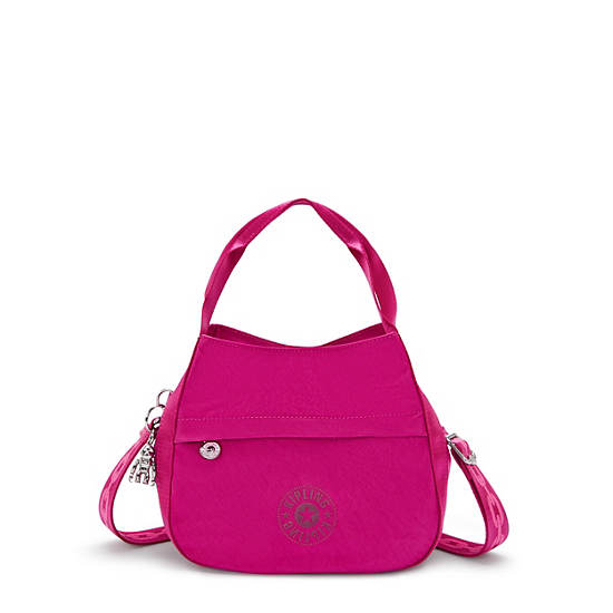 Bahar Satin Shoulder Bag, Fuchsia Night M, large