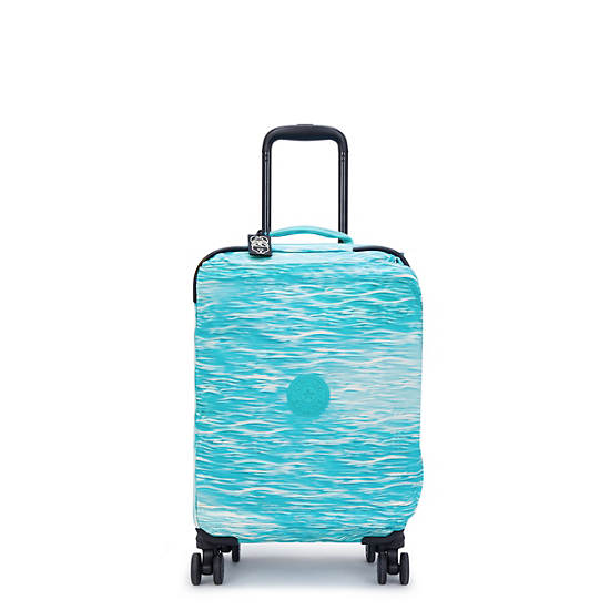 Spontaneous Small Printed Rolling Luggage, Aqua Pool, large