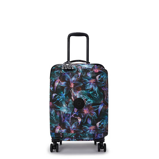 Spontaneous Small Printed Rolling Luggage, Spectral Orchid, large