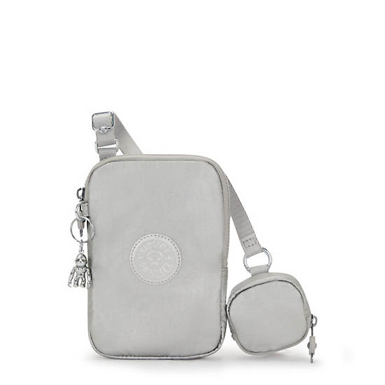 Elvin Metallic Crossbody Phone Bag, Bright Metallic, large