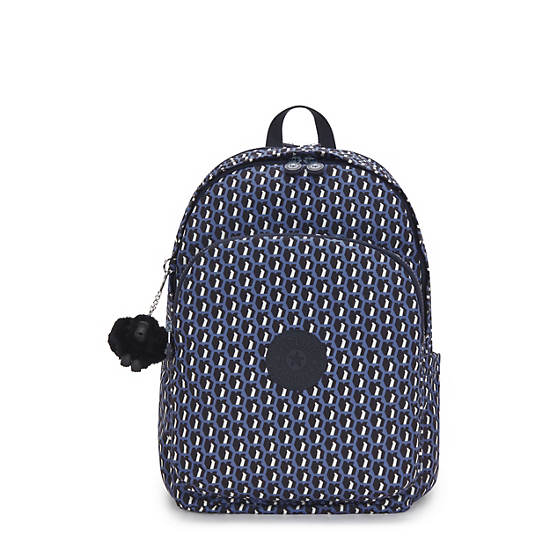 Delia Medium Printed Backpack, 3D K Blue, large