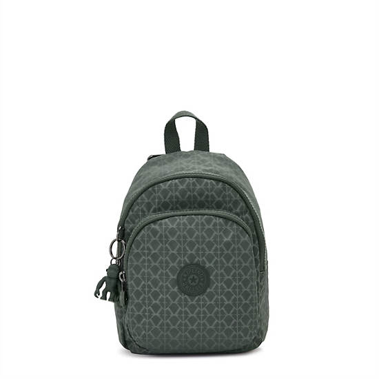 New Delia Compact Printed Backpack, Signature Green Embossed, large