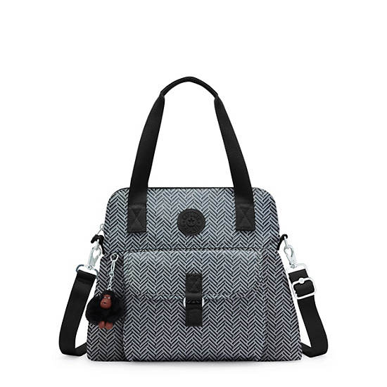 Pahneiro Printed Handbag, Urban Chevron Grey, large