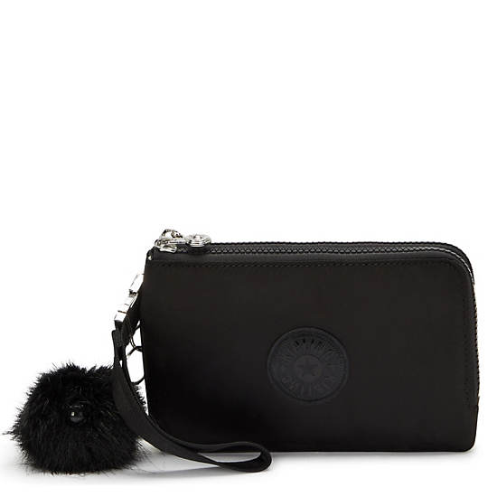 Nimita Wristlet Wallet, Charcoal Satin, large