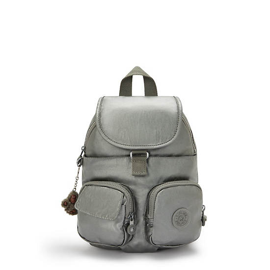 Lovebug Small Metallic Backpack, Moon Grey Metallic, large