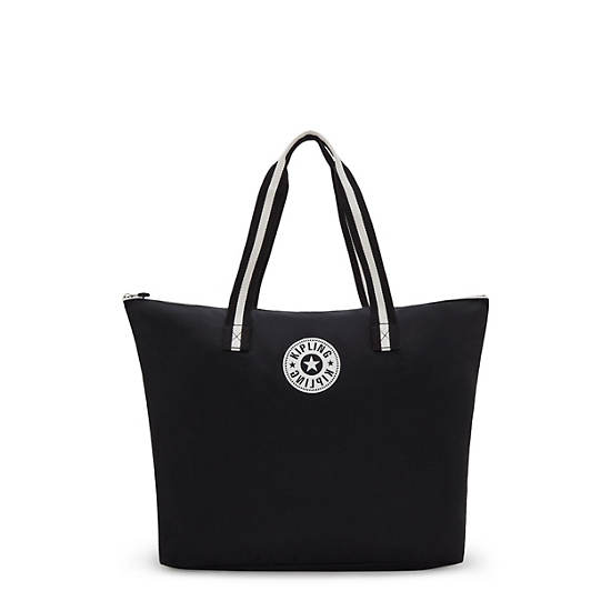 Davian Packable Tote Bag, Black White, large