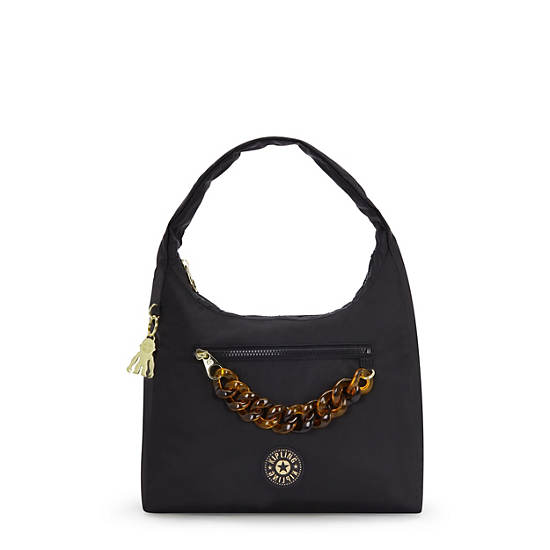 Robby Tortoise Chain Shoulder Bag, Charcoal Chain, large
