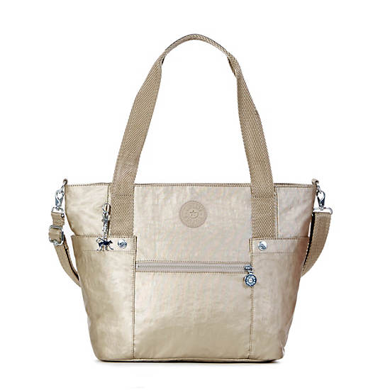 Alexandra Metallic Tote Bag, Champagne Metallic, large Alexandra Metallic Tote Bag, Champagne Metallic, large