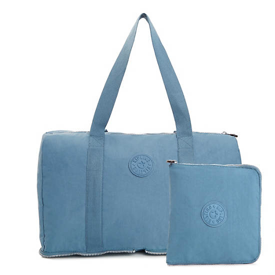 Honest Foldable Duffle Bag, Blue Eclipse Print, large