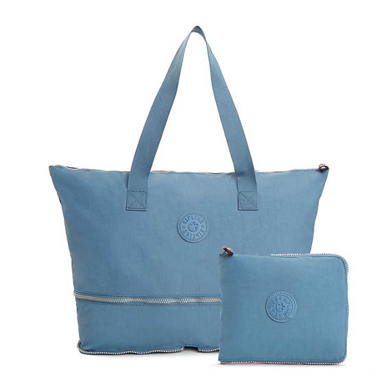 Imagine Foldable Tote Bag, Blue Eclipse Print, large