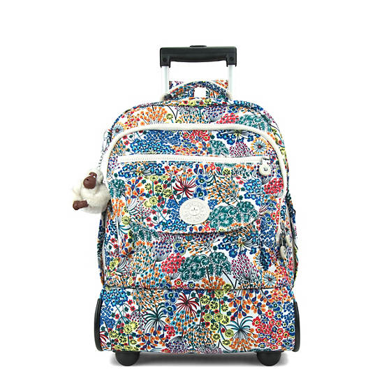 Sanaa Large Printed Rolling Backpack, Little Flower Blue, large