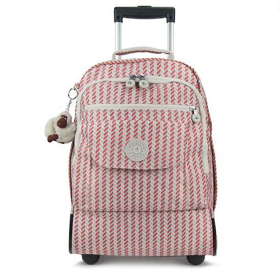Sanaa Large Printed Rolling Backpack, Strawberry Pink Tonal Zipper, large