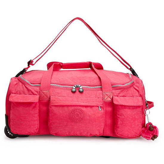 Discover Small Carry-On Rolling Luggage Duffle, True Pink, large