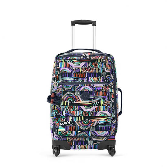 Darcey Small Printed Carry-On Rolling Luggage, Kipling Neon, large