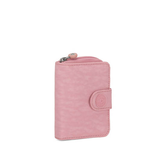 New Money Small Credit Card Wallet, Strawberry Pink Tonal Zipper, large