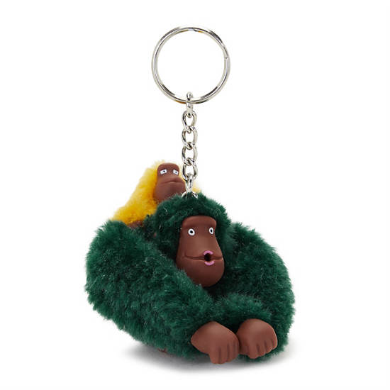 Mom and Baby Sven Monkey Keychain, Jungle Green, large