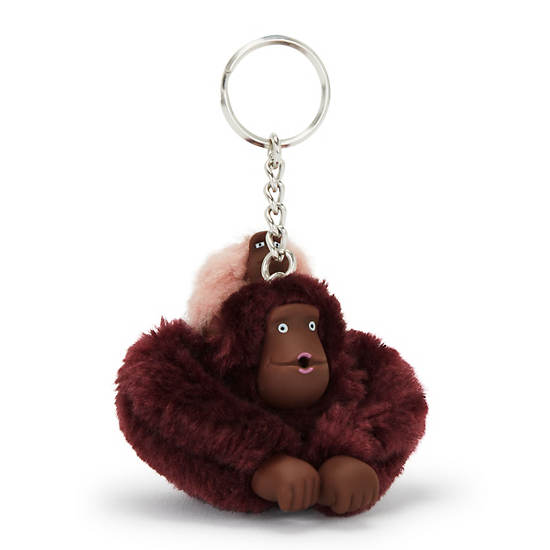 Mom and Baby Sven Monkey Keychain, Merlot, large