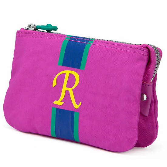 Creativity Large Pouch With Initial, Pink Orchid Multi, large