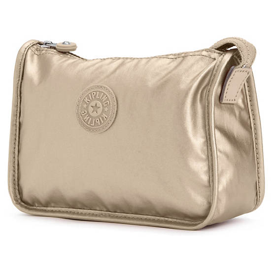 Harrie Metallic Pouch, Toasty Gold, large
