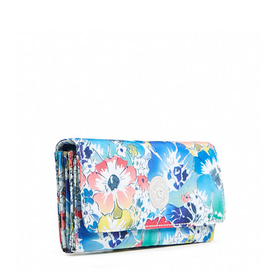 New Teddi Printed Snap Wallet, Cherry Rainbow Zipper, large