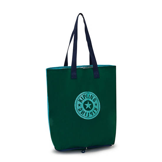 Hip Hurray Packable Tote Bag, Jungle Green Trq, large