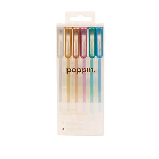 Poppin Assorted Gel Ink Pens 6-Pack, Multi, large Poppin Assorted Gel Ink Pens 6-Pack, Multi, large