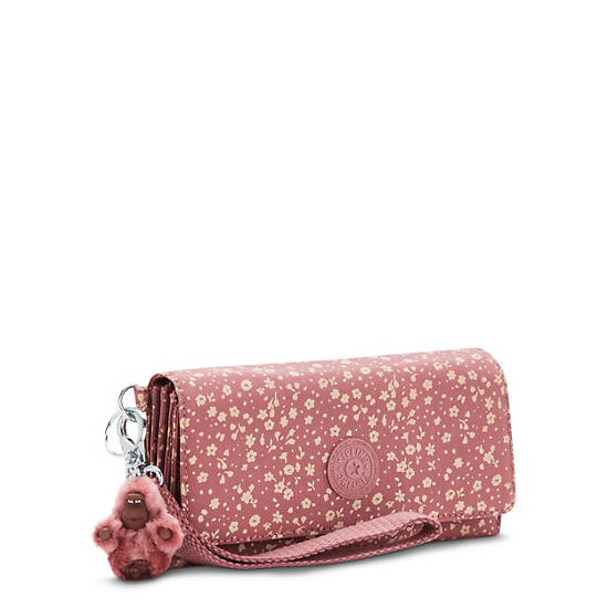 Rubi Large Printed Wristlet Wallet, Bubbly Flowers Pink, large