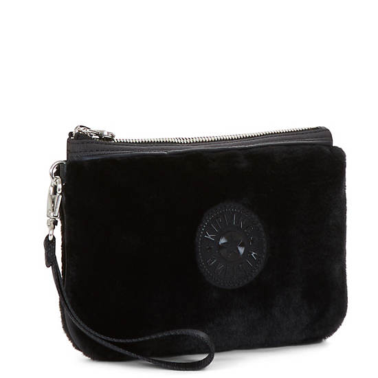 Kira Faux Fur Wristlet, Black, large Kira Faux Fur Wristlet, Black, large