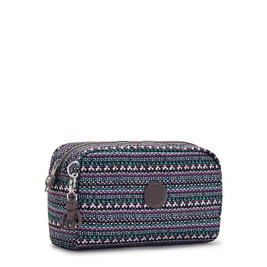 Gleam Printed Pouch, Stripy Dots, large